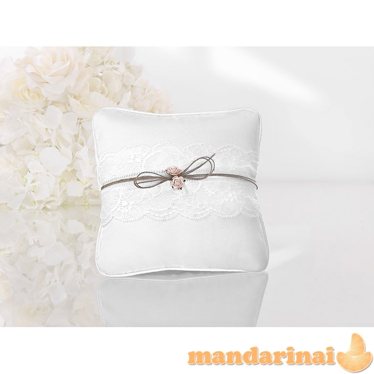 Ring bearer pillow, white, 16 x 16cm