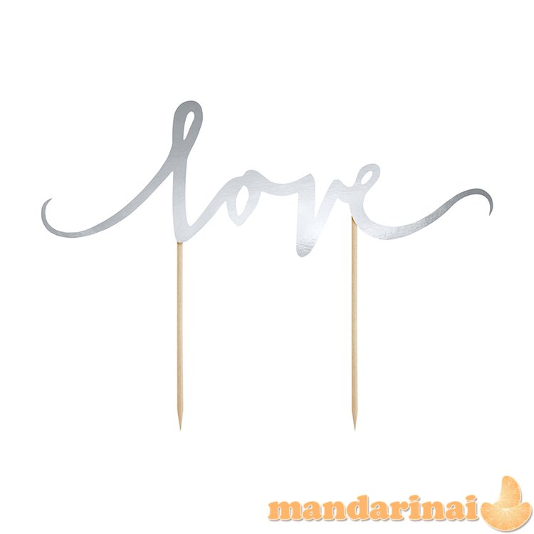 Cake topper Love, silver, 17cm