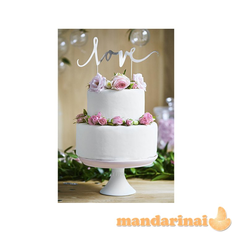 Cake topper Love, silver, 17cm