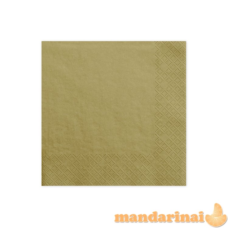 Napkins, 3 layers, gold, 33x33cm (1 pkt / 20 pc.)