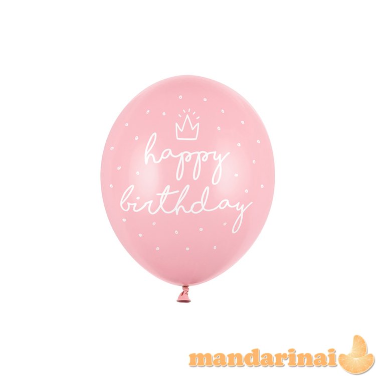 Strong Balloons 30cm, happy..., P. B. Pink (1 pkt / 6 pc.)