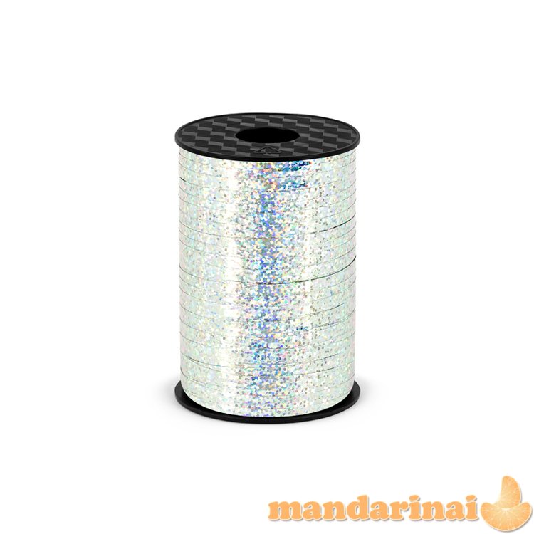 Plastic ribbon, silver, 5mm/225m