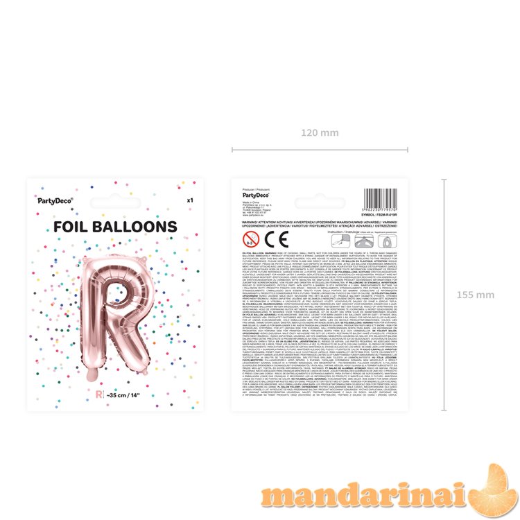 Foil Balloon Letter R , 35cm, rose gold