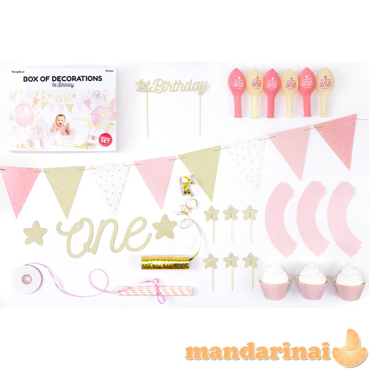 Party decorations set - 1st Birthday, gold