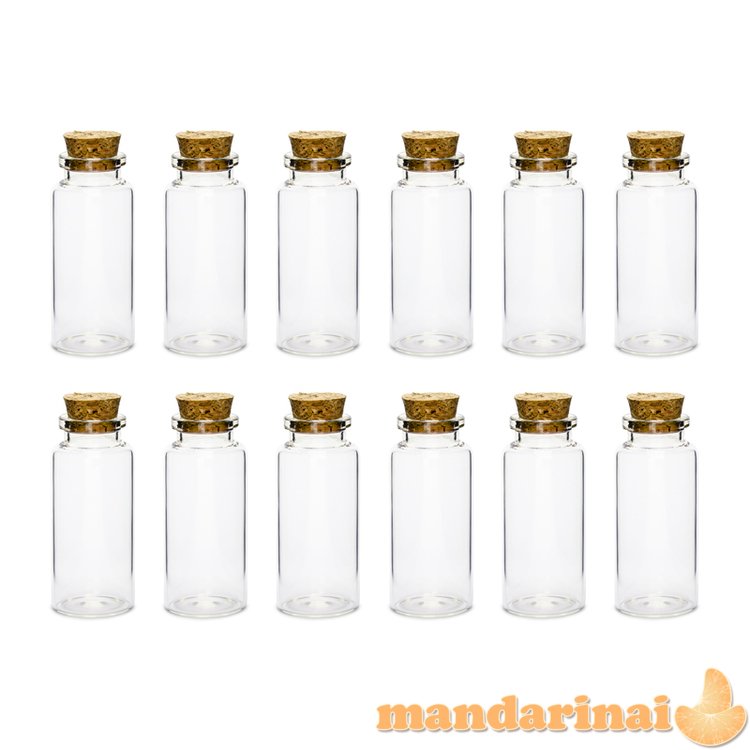 Glass bottles with cork plug, 7.5cm (1 pkt / 12 pc.)