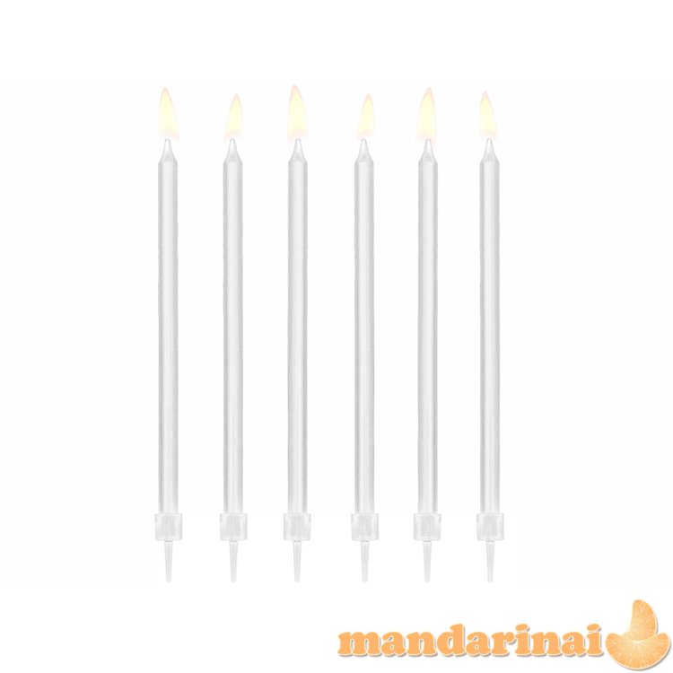 Plain birthday candles, white, 14cm (1 pkt / 12 pc.)