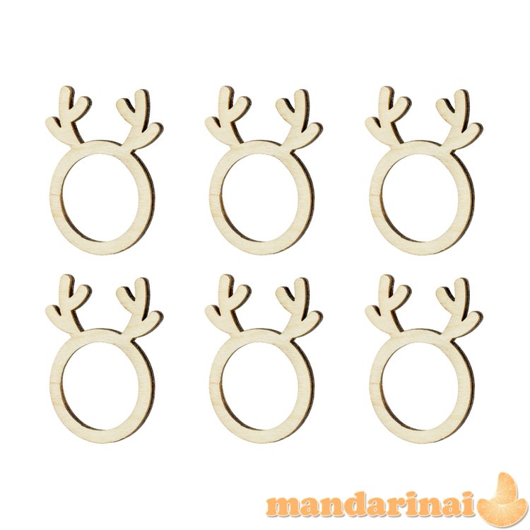 Wooden rings for napkins Reindeers, natural wood (1 pkt / 6 pc.)