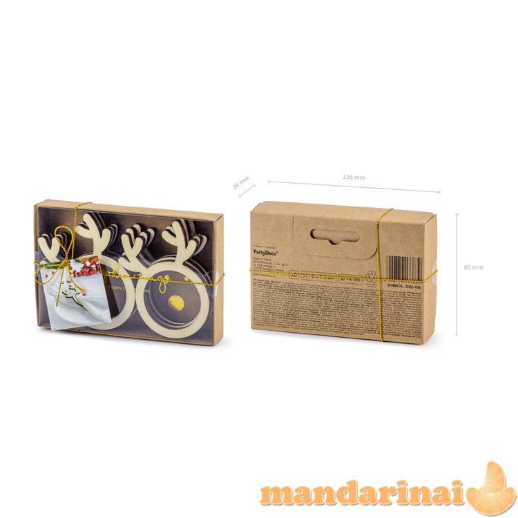 Wooden rings for napkins Reindeers, natural wood (1 pkt / 6 pc.)