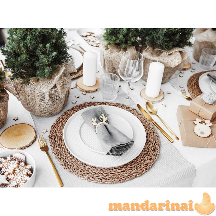 Wooden rings for napkins Reindeers, natural wood (1 pkt / 6 pc.)