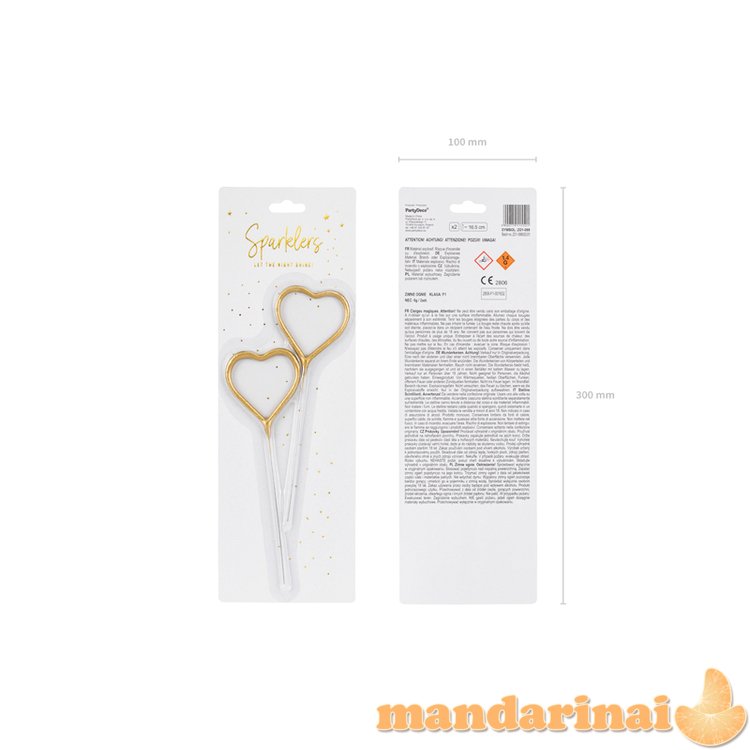 Sparklers Heart, gold, 16.5cm (1 pkt / 2 pc.)