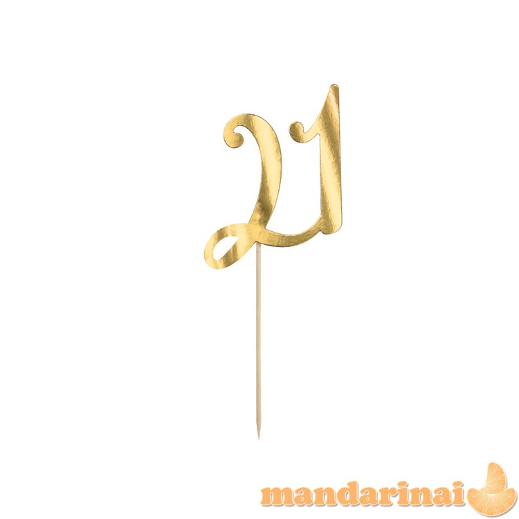 Cake topper 21 , gold, 20.5cm