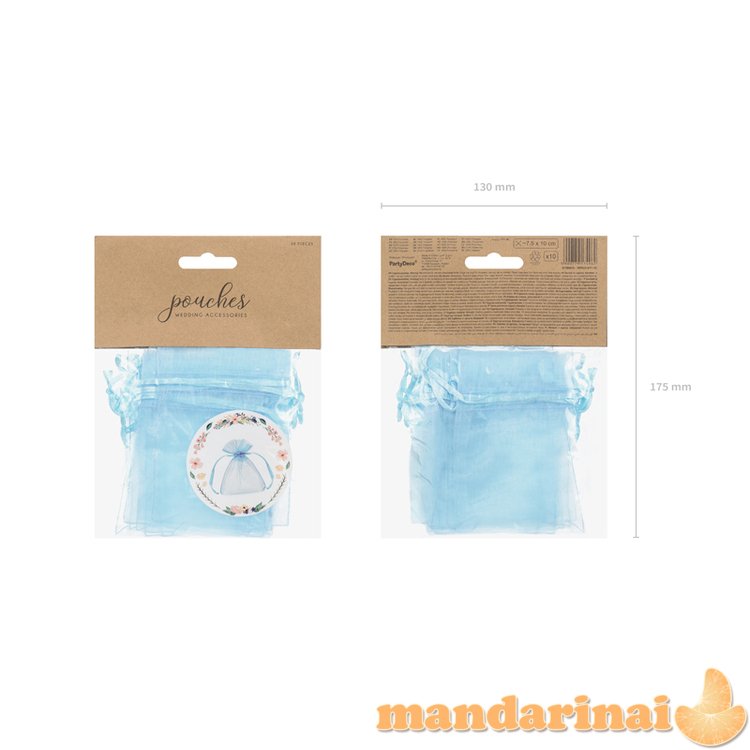 Organza pouches, sky-blue, 10cm (1 pkt / 10 pc.)