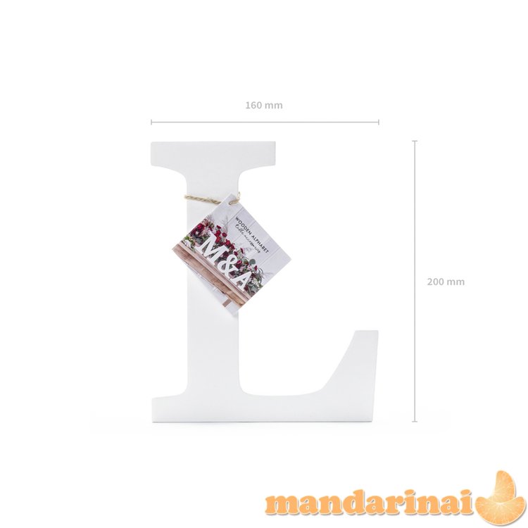 Wooden letter L, white, 16x20cm