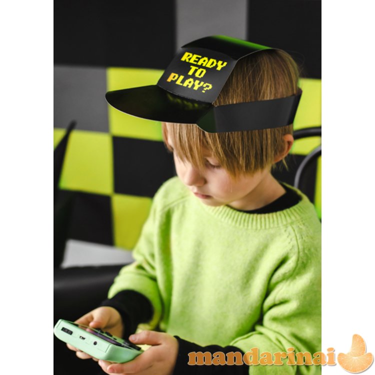 Paper hats Gamer, 38.5x18.5 cm, black (1 pkt / 6 pc.)