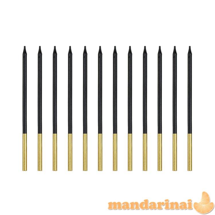 Plain birthday candles, black, 14 cm (1 pkt / 12 pc.)