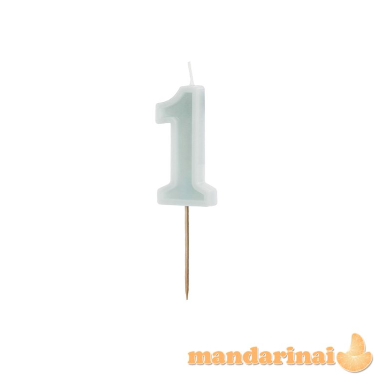 Birthday candle Number 1, light mint, 6 cm