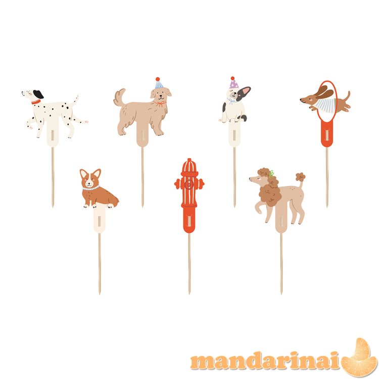 Cupcake toppers Dogs, 7-9.5 cm, mix (1 pkt / 7 pc.)