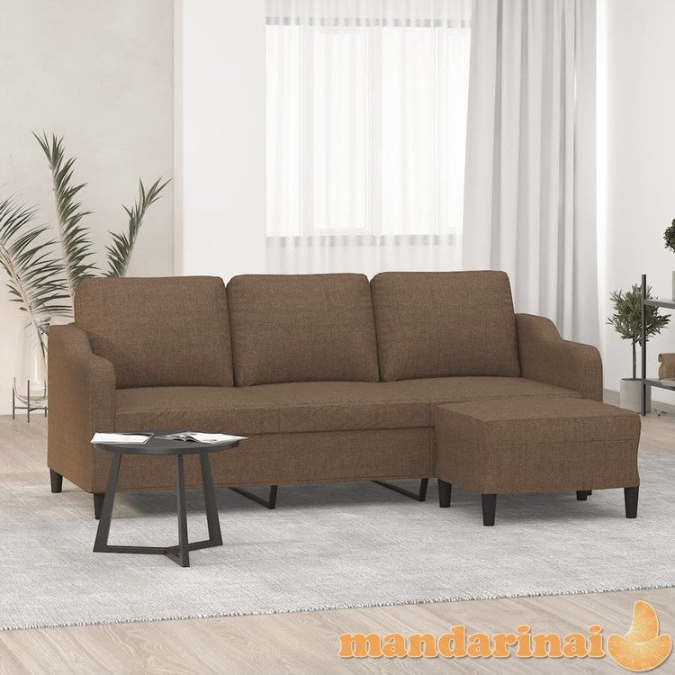 Trivietė sofa su pakoja, rudos spalvos, 180cm, audinys