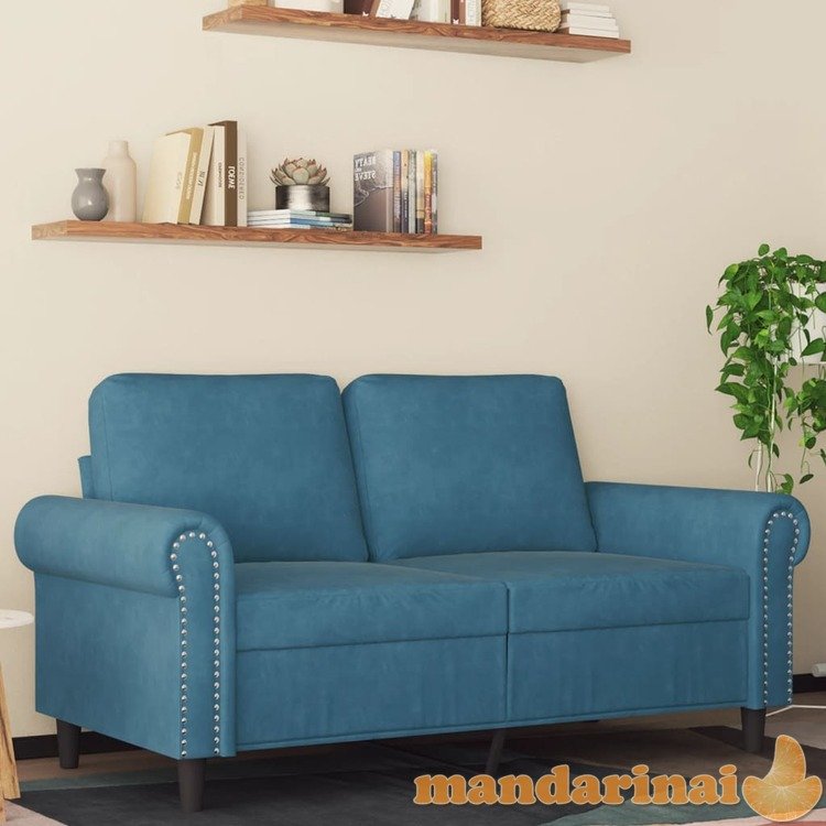 Dvivietė sofa, mėlynos spalvos, 120cm, aksomas