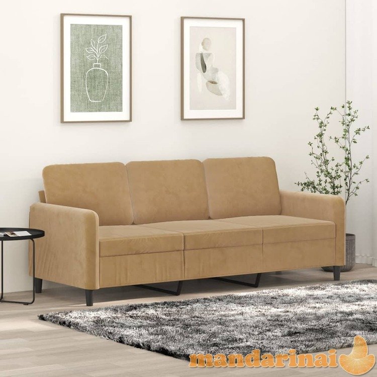 Trivietė sofa, rudos spalvos, 180cm, aksomas