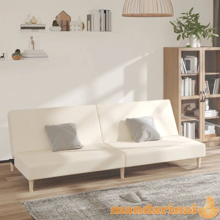 Dvivietė sofa-lova, kreminės spalvos, audinys