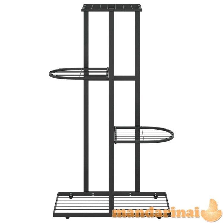 Stovas augalams, 4 lentynos, juodas, 43x22x76cm, metalas