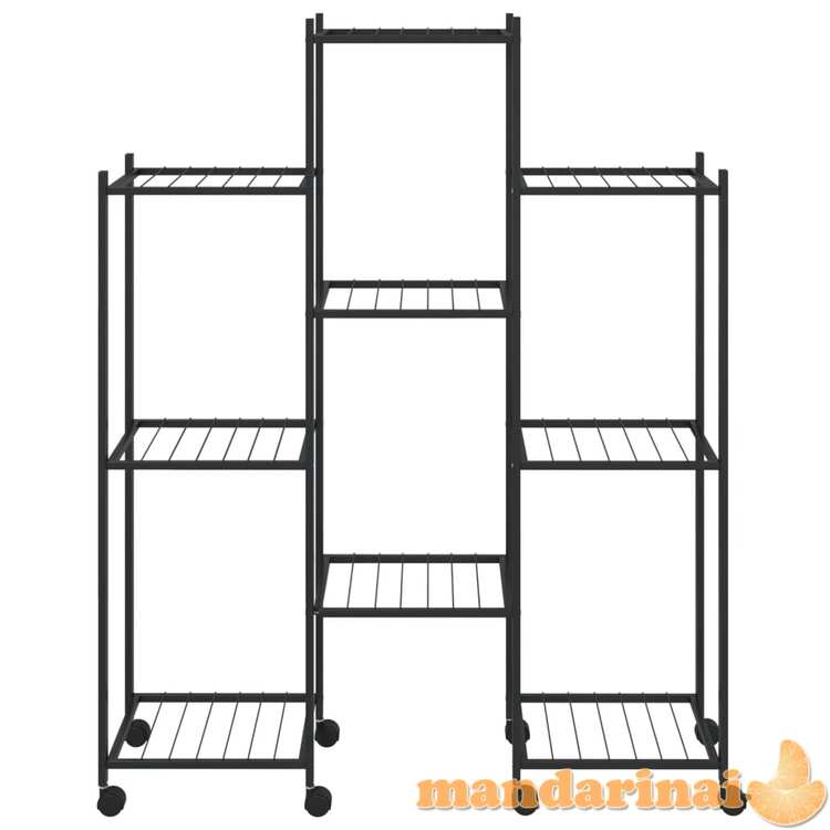 Stovas gėlėms su ratukais, juodas, 83x25x103,5cm, geležis