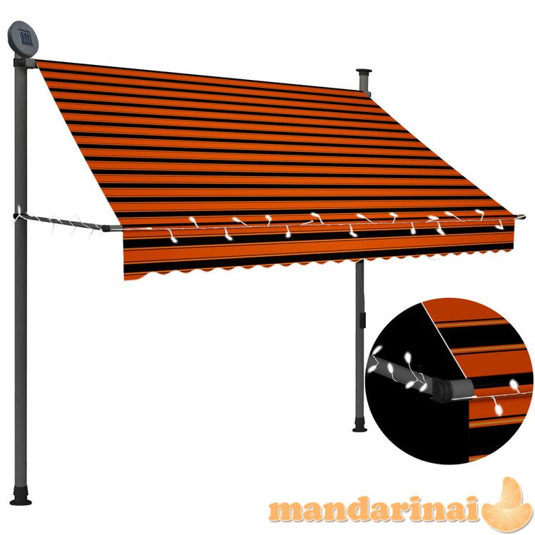 Rankinė ištraukiama markizė su led, oranžinė ir ruda, 200cm