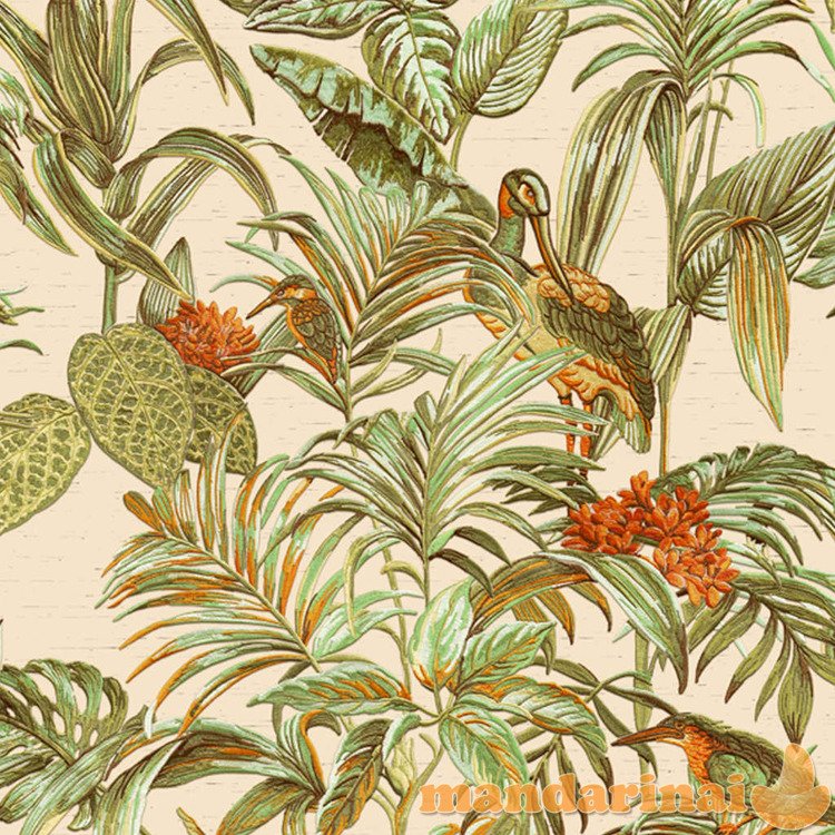 Dutch wallcoverings tapetai bird-of-paradise, žalios spalvos