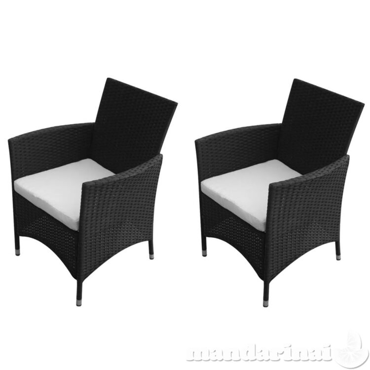 Sodo kėdės, 2 vnt., poliratanas, juodos