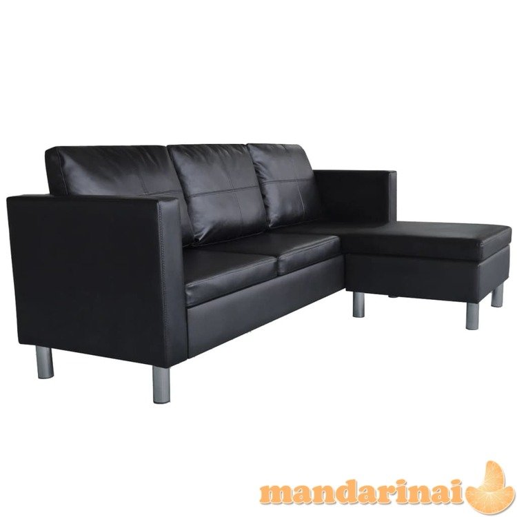 Sofa, trivietė, dirbtinė oda, juoda