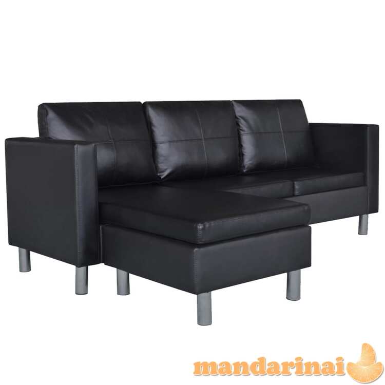 Sofa, trivietė, dirbtinė oda, juoda