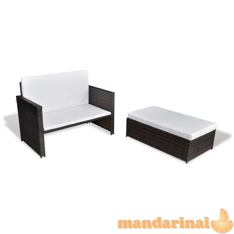 Sodo sofa, ruda, poliratanas