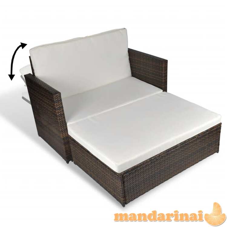 Sodo sofa, ruda, poliratanas