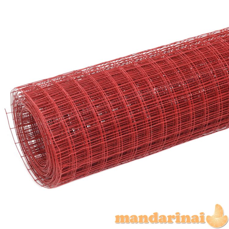 Vielos tinklas su pvc danga, raudonas, 10x0,5m