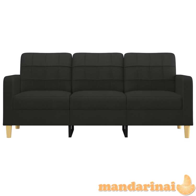 Trivietė sofa, juodos spalvos, 180cm, audinys