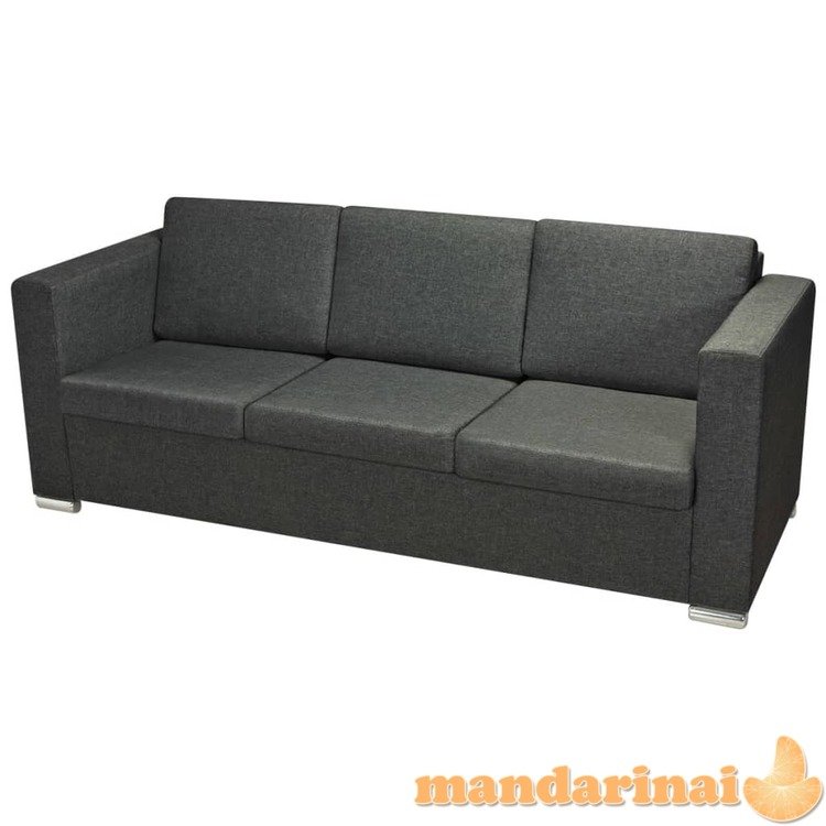 Trivietė sofa, tamsiai pilkos spalvos, audinys