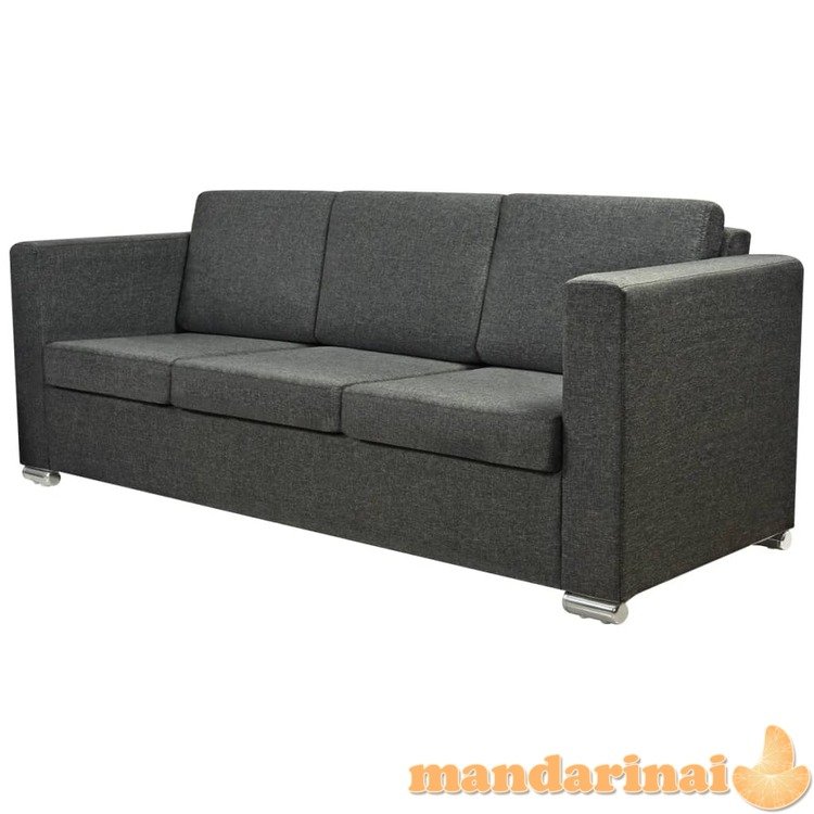 Trivietė sofa, tamsiai pilkos spalvos, audinys