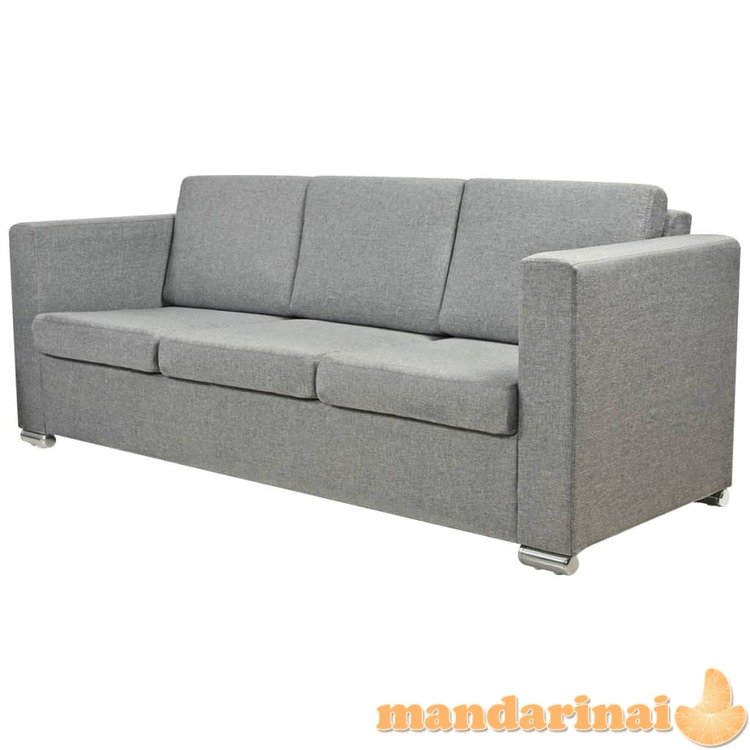 Trivietė sofa, šviesiai pilkos spalvos, audinys