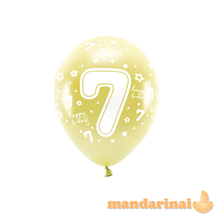 Metallic Eco Balloons 33 cm, Number    7   , light gold (1 pkt / 6 pc.)