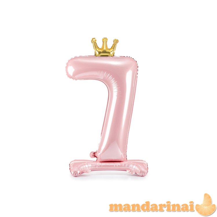 Standing foil balloon Number   7   , 84 cm,  light pink