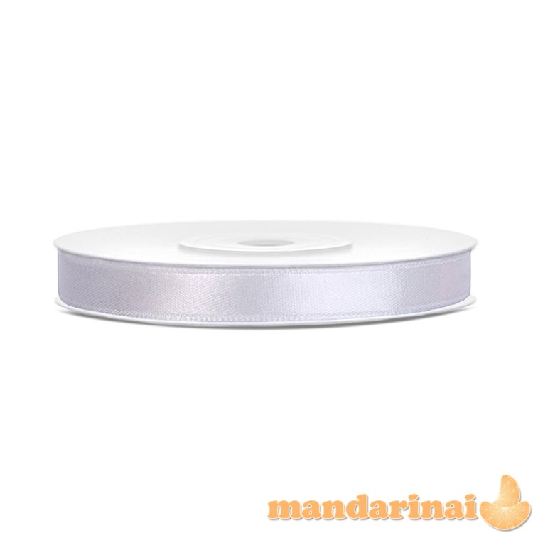 Satin Ribbon, white, 6mm/25m (1 pc. / 25 lm)