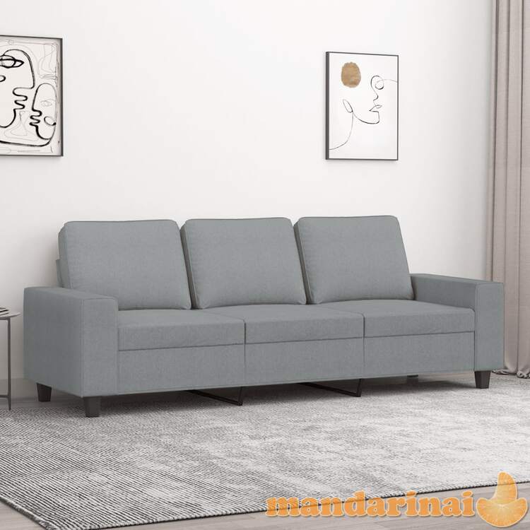 Trivietė sofa, šviesiai pilkos spalvos, 180cm, audinys