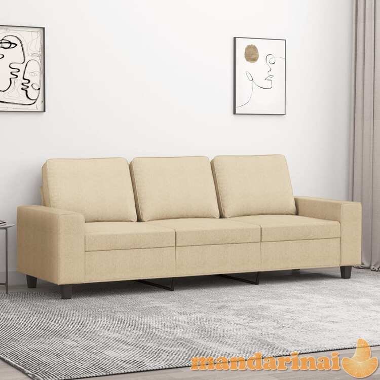 Trivietė sofa, kreminės spalvos, 180cm, audinys