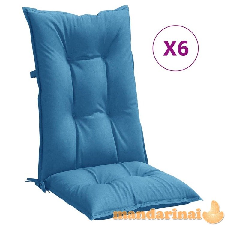 Kėdės pagalvėlės, 6vnt., mėlynos, 120x50x7cm, audinys