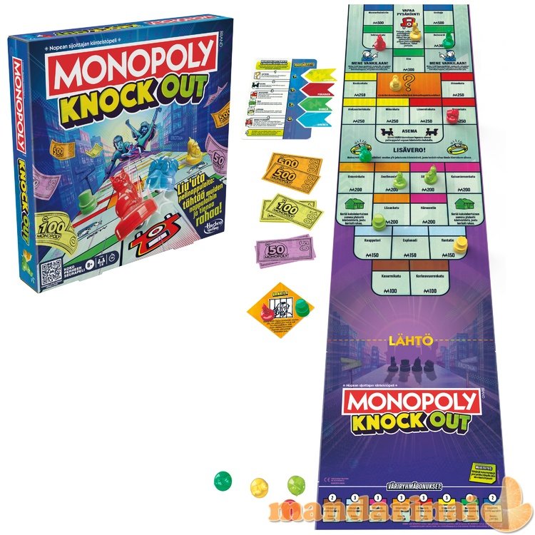 MONOPOLY Stalo žaidimas „Knockout“ (suomių kalba)