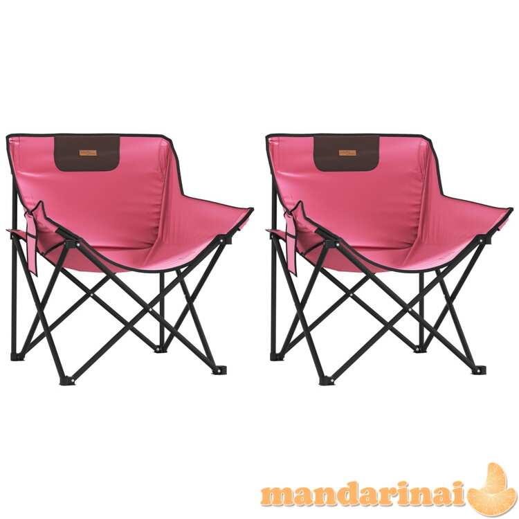 Stovyklavimo kėdės su kišenėmis, 2vnt., rožinės, sulankstomos