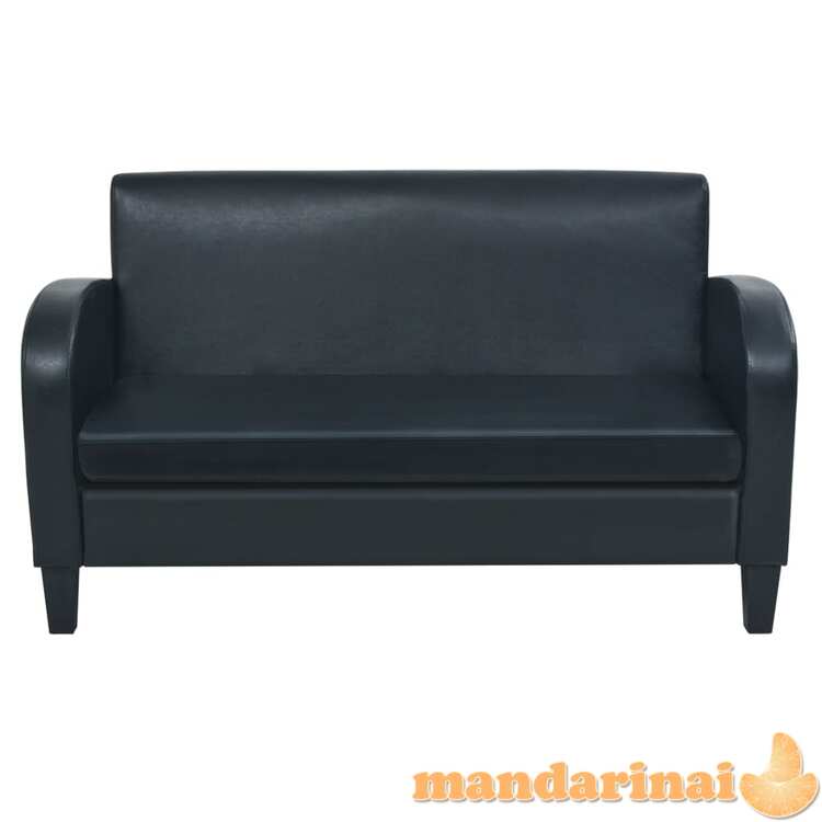 Dvivietė sofa, dirbtinė oda, juoda