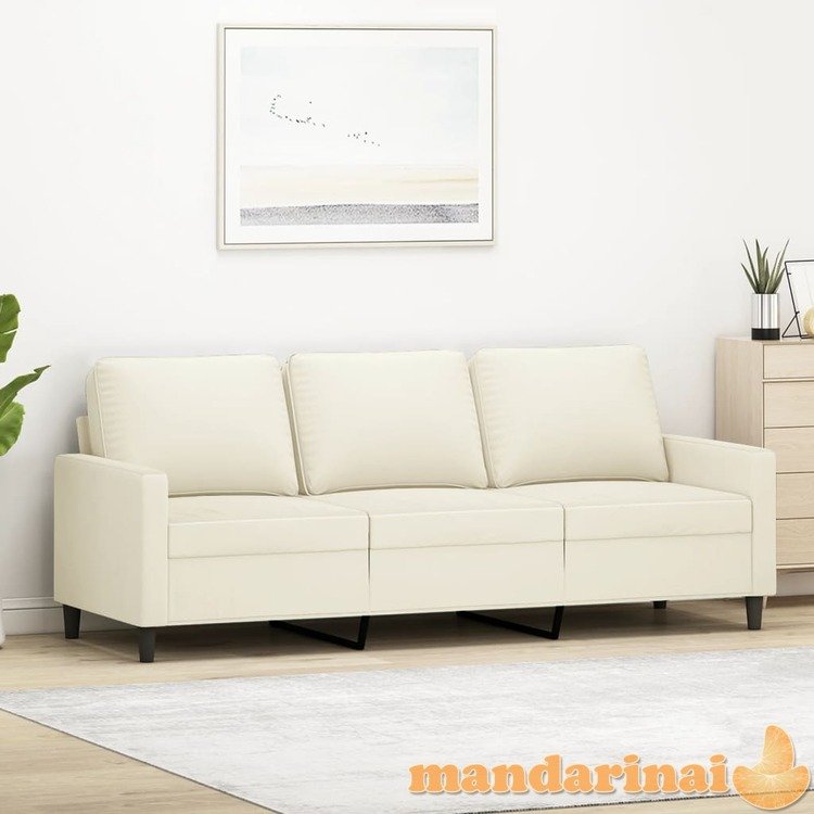 Trivietė sofa, kreminės spalvos, 180cm, aksomas