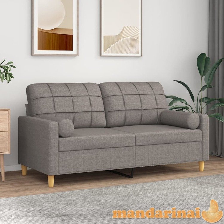 Dvivietė sofa su pagalvėlėmis, taupe spalvos, 140cm, audinys